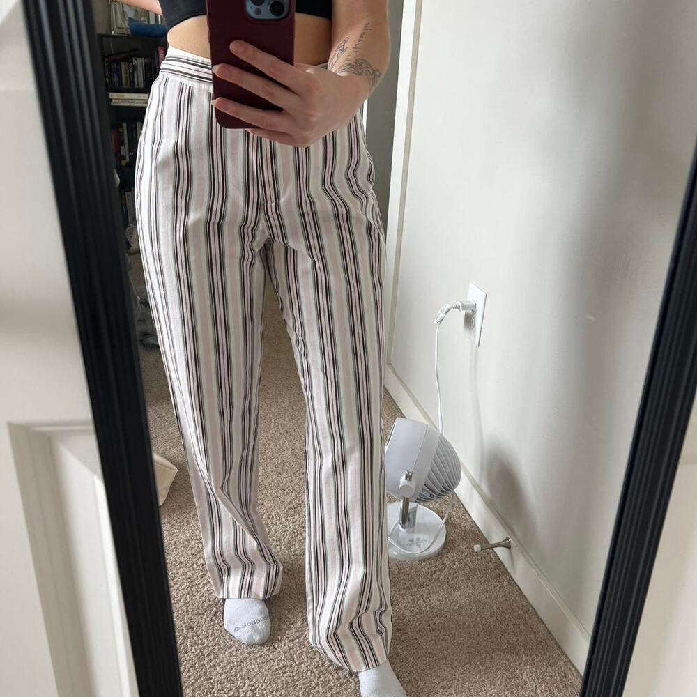 Y2k High Waisted Pinstripe Stretch Pants